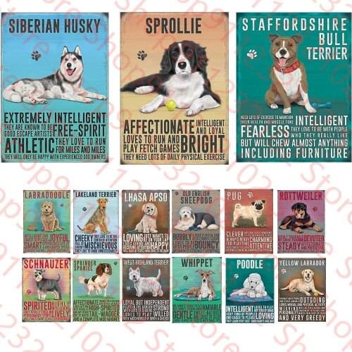 Dog Painting Metal Tin Sign Poster Funny Animal Pet Wall Art For Pub Bar Club Home Room Decor Vintage Art Iron Printing Plates