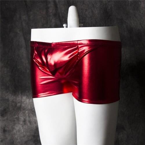 Male Underwear Sexy Sissy Panties Patent Leather Mens Sheer Panties Exotic Lingerie Panties for BDSM Adult Men Sex Game