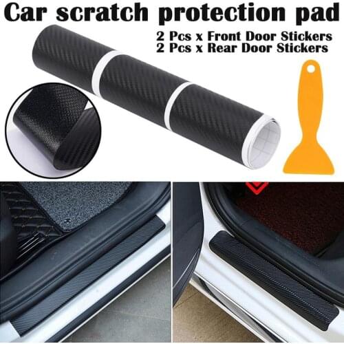 4PCS Car Door Plate Stickers Universal Carbon Fiber Look Car Sticker Sill Scuff Cover Anti Scratch Decal Car Accessories Styling