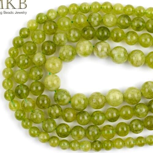 Natural Stone Green Peridot Jades Chalcedony Beads For Jewelry Making 6 8 10mm Charm Beads Diy Bracelet Necklace Accessories 15"