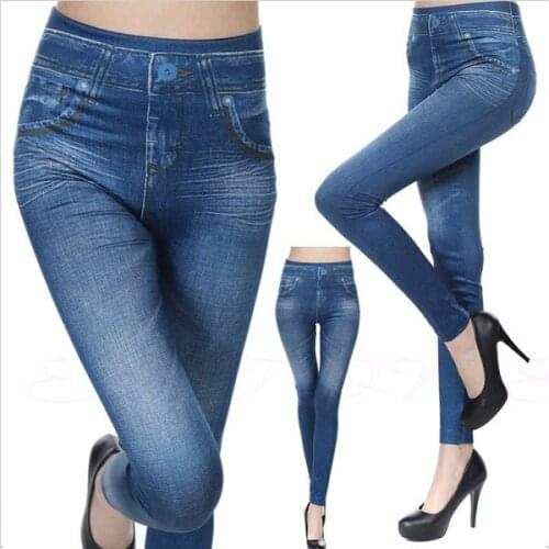 Blue Winter Slim Was Thin Leggings High Imitation Cowboy High Waist Leggings Wild Leisure Stretch Pants