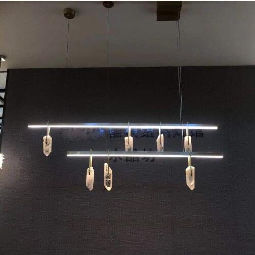 New modern crystal chandelier copper dining room hanglamp long crystal bar lights fast shipping