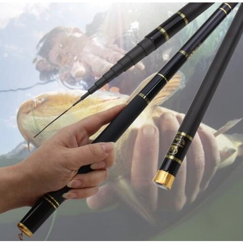 3.6M-8.1M Carbon Fiber Telescopic Fishing Rod Super Hard Ultra Light Carp Fishing Pole Stream Fishing Rod Hooks Set