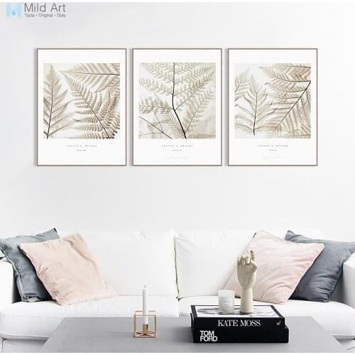 Triptych Modern Minimalist Cottage Plant Leaves A4 Large Canvas Art Print Poster Wall Picture Home Decoration Painting Custom