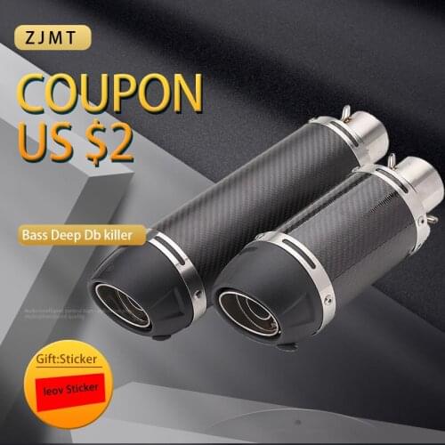 51mm Motorcycle Carbon Fibers Exhaust Pipe Escape Moto Muffler For Pit Bike Cafe Racer Z750 Tmax 530 PCX150 Z800 FZ6 MT07 R6