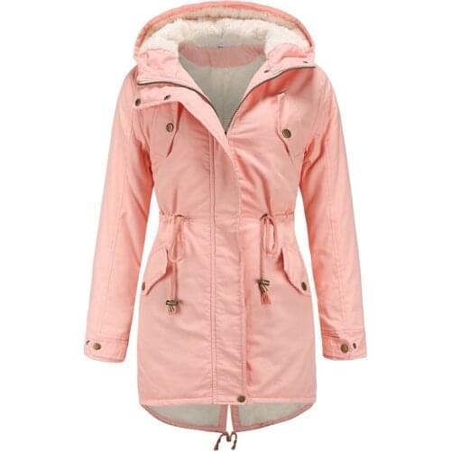 Yvlvol 2021 EU size winter warm Windbreaker womens cotton-padded jacket solid color hooded parka coat thick plus velvet jacket