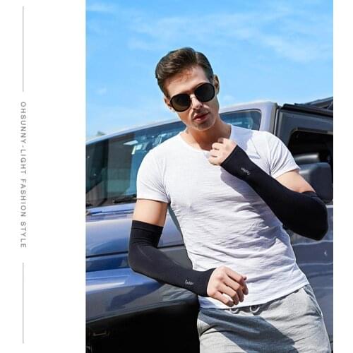 1 Pair Outdoor Cycling Long Finger Ice Silk Cool Arm Breathable UV Ice Sleeves Cuff Sunscreen Dry Quick Silk Accessories Sl T6N4