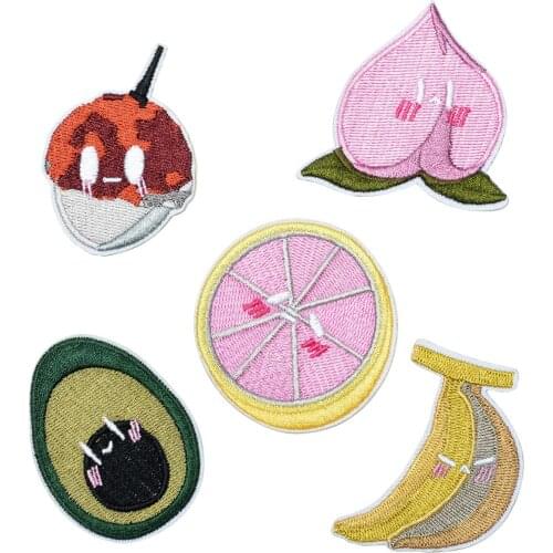 1pcs Food Embroidery Cloth Stickers Fruit Cute Decoration Flower Clothing Iron on Patch Embroidery Badge Clothing Accessories