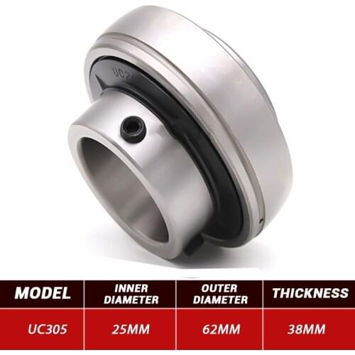 3pcs Outer Wire Bearing UC305 Mental Pillow Block Bearing UC305 25mm*62mm*38mm Steel Bearings High Quality