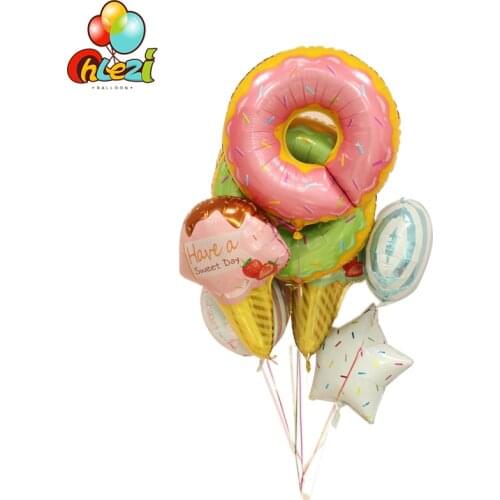 8pcs candy doughnut Ice cream theme helium Foil Balloons star Round balls baby Birthday wedding party decor supplies kids toy