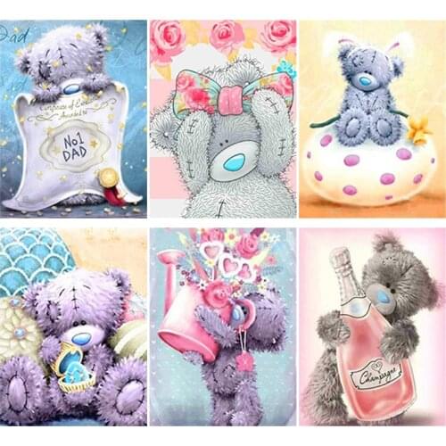 DIY 5D Diamond Painting Full Round Square Resin Mosaic Diamond Embroidery Cross Stitch Kits Wall Art Lovely Bear Fun craft