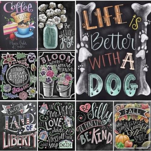 5D DIY Diamond Painting Full Square "blackboard text" Cross stitch Kit Mosaic Picture of Rhinestones Gift Diamond Embroidery