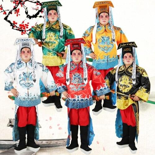 Peking Opera satin silk mandarin Jacket + Pants + Hat costume Song Dynasty yamen goverment clothing stage performance Outfit