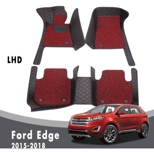 Car Floor Mats For Ford Edge 2018 2017 2016 2015 Carpets Auto Luxury Double Layer Wire Loop Interior Waterproof Leather Rugs