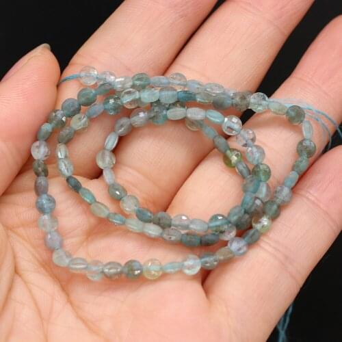 Natural Stone Beads Faceted Coin Shape Apatite Quartzs Spacer Bead for Jewelry Making Bracelet Necklace Accessories