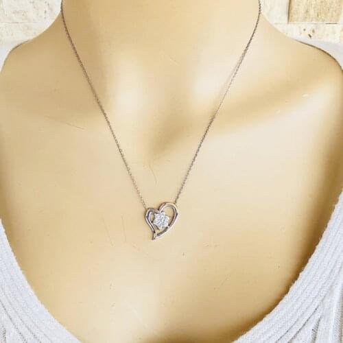 Heart Gleam 925 Sterling Silver Necklace Women Girls Gift Jewelry Accessories Fashion Handmade Elegant Chain