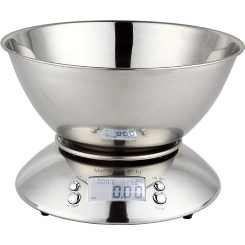 Digital Kitchen Scale for Cooking and Baking,Multifunction Food Scales with Removable Bowl 2.15l Liquid Volume 11lb/5kg