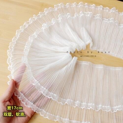 Double-layer soft chiffon pleated lace, pleated organ side, handmade diy sleeves, garment skirt decoration accessories