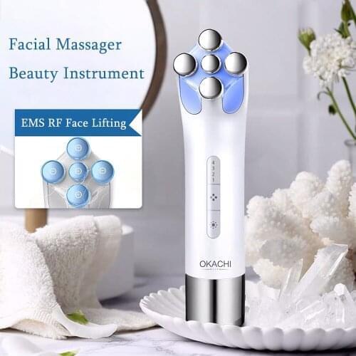 Ems Rf Led Color Lighting Ionic Iontophoresis Microcurrent Electric Portable Skin Tightening Face Lift Facial Massager