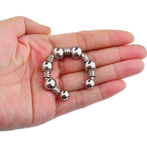 New 7 Beads Steel Metal Cock Ring Chastity Stainless Beads Penis Semen Lock Ring Sex Products Sex Stoys For Adults Male Gay 18