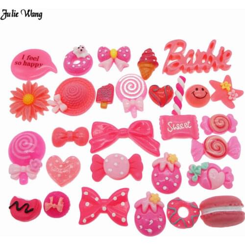 Julie Wang 30/50pcs Assorted Resin Cookie Cake Bread Candy Ice cream Cabochons Flatback Charms Slime DIY Phone Case Decoration