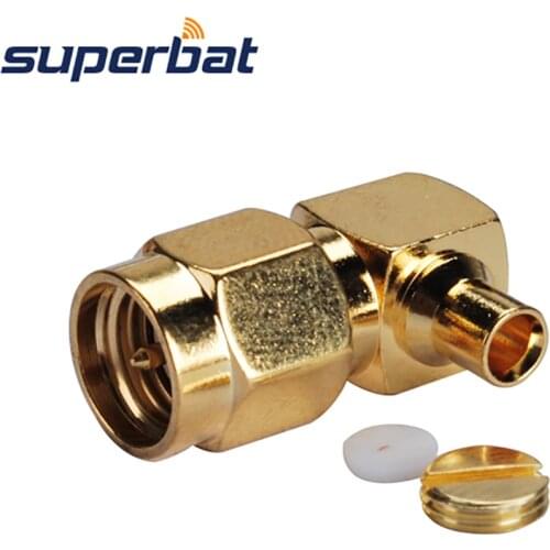 Superbat SMA Plug Right Angle 50 Ohm RF Coaxial Connector Solder for Semi-Rigid Cable .086'' , RG405 Antenna PC/LAN