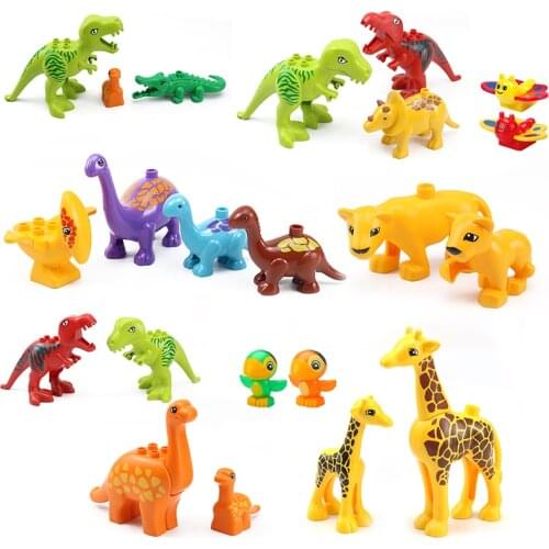 Animals Farm Zoo Construction Bricks The New Crocodile Panda Dinosaur Koala Elephant Accessories Big Building Blocks Kids Toys