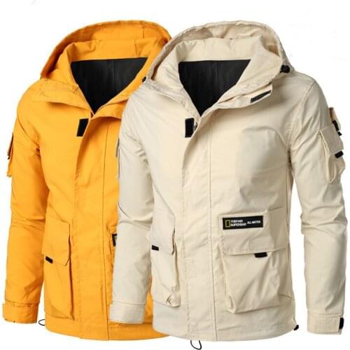 Hoody Bomber Jacket Men Mulit-Pocket Cargo Bomber Jackets Designer Steetwear Autumn Hip Hop Windbreaker Coats Korean Fashion 5XL