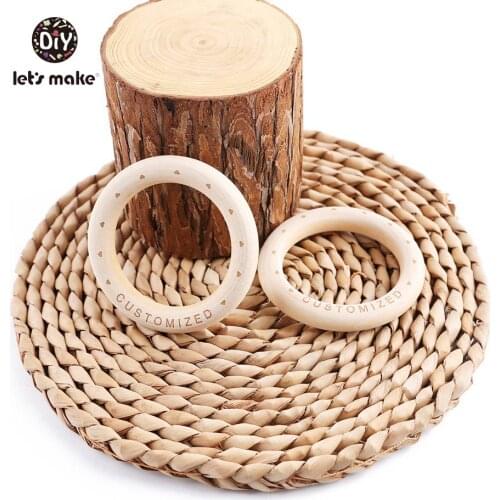 Lets Make 50pc 55mm Wooden Bracelet Customized Organic Nursing Wooden Eco-Friendly Baby Teething Accessories Bracelet