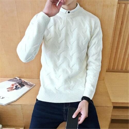 Hot! 2020 New High Quality Brands Twist Sweater Knitting Winter Mens O Neck Cotton Sweater Jumpers Pullover Sweater Men 4XL