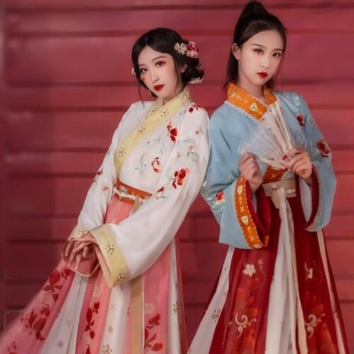 2020 Ancient Tang Dynasty Hanfu Dress Woman Chinese Traditional Dance Costumes Elegant Fairy Folk Performance Clothes SL4164