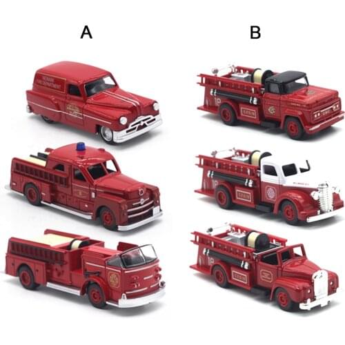 3PCS Retro Fire Truck 1:43 Model Cars Kids Gift Simulation Collection Toys For Children Kids