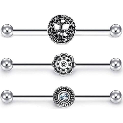 14G 16G Industrial Barbell for Women Men Surgical Steel Tribal Style Cartilage Earring Industrial Piercing Jewelry Arrow Style