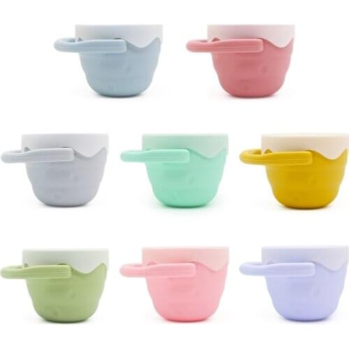 Solid Color Baby Snack Cup Toddler Portable Food Storage Box BPA Free Silicone Snacker Bowl Container with Lid