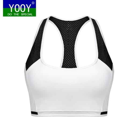 YOOY Tops Sports Bra Breathable Fitness Stretch Underwear Push Up Yoga Bras With Padding The Gym Bra Running Yoga White Bra