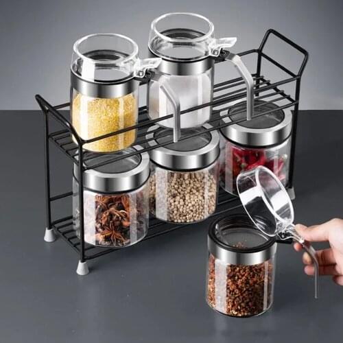 Kitchen Spice Jar Rack Wall-Mounted Adhesive Seasoning Bottles Holder Cabinet Door Condiment Bottle Accessories Seasoning Rack