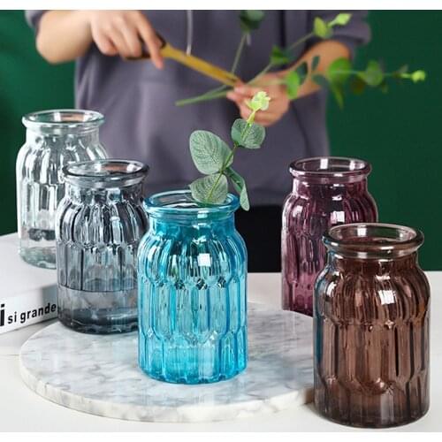 Nordic Large-Mouth Hydroponic Vase Decoration Living Room Transparent Glass Water Flower Grower Dried Flower Floral Arrangement