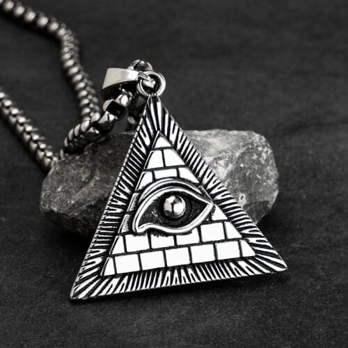 The Devil Eye of omniscient pendant Stainless steel Triangle necklace for Men High quality Jewelry mygrillz