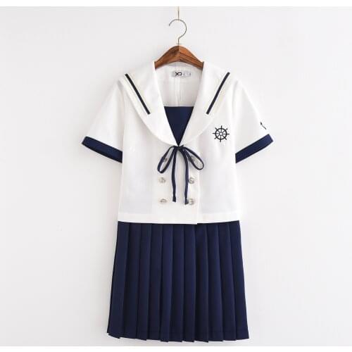 Japanese School Uniform Girl Embroidery JK Uniforms Sailor Student Class Suit College Style Set Uniforme Japones Saia Colegial