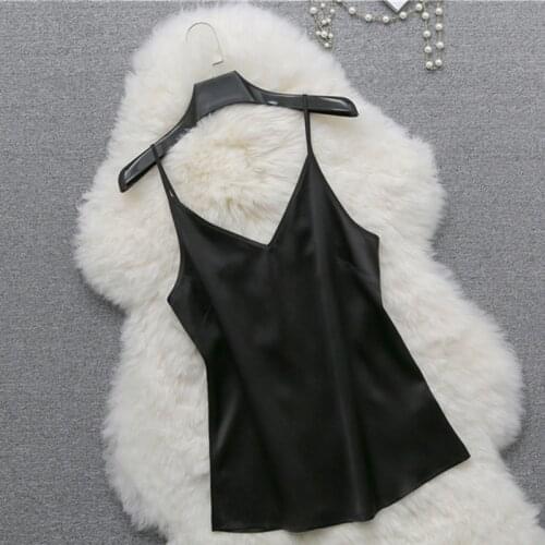 100% silk satin camisole, white beige black solid color pure silk women halter top, sexy girl lady mulberry silk tank top women