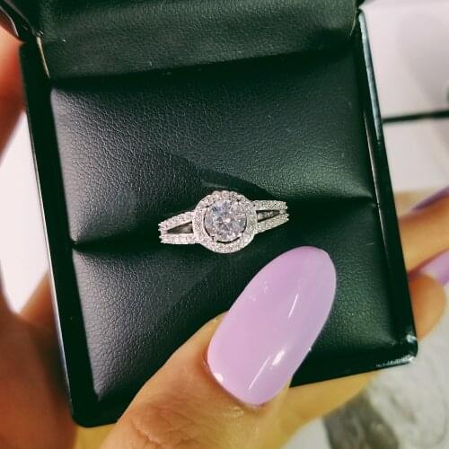 Original 925 Real Sterling Silver engagement wedding Rings for Women finger fashion design jewelry gift paty personalized R211