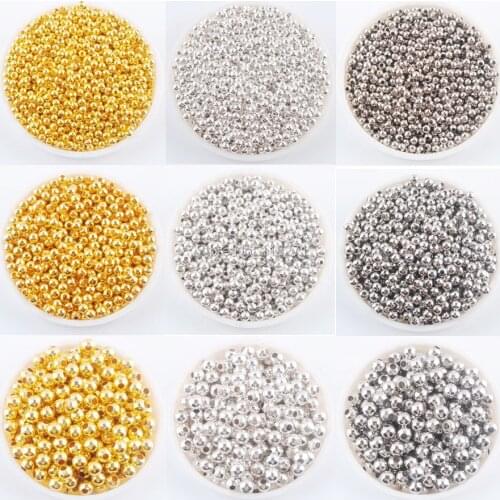 WOJIAER 3mm 4mm 6mm 8mm Gold Silver-Color Pewter Metal Iron Round Loose Beads Spacer for Jewelry Making 1000pcs/lot PBH306