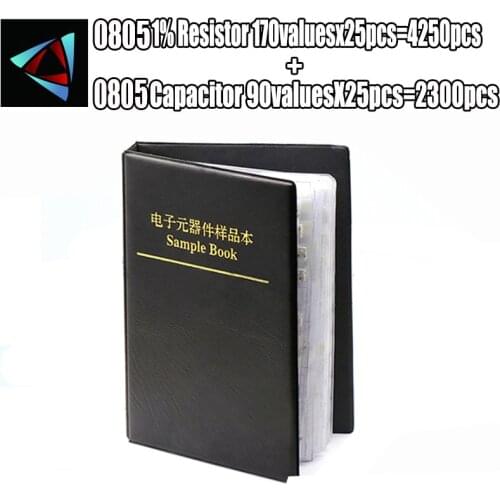 0805 SMD Resistor 0R~10M 1% 170valuesx25pcs=4250pcs + Capacitor 92valuesX25pcs=2300pcs 0.5PF~22uF Sample Book