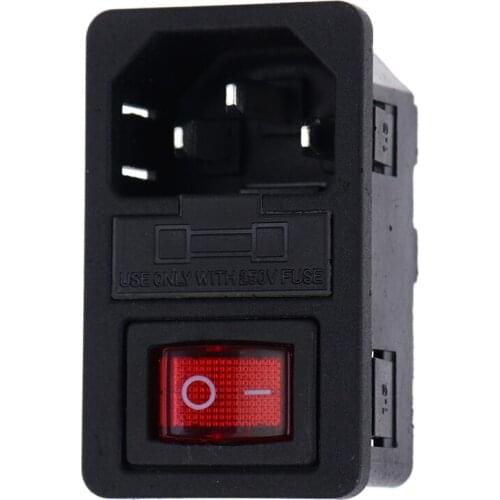 1pc Inlet Male Power Socket With Fuse Switch 10A 250V 3 Pin IEC320 C14 AD High Quality