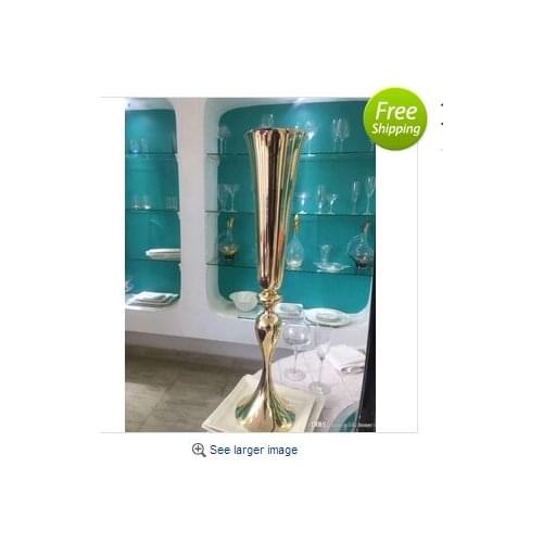 10 elegant Tall sliver New Arrival ! Gold Metal Vase, Gold Flower Vase, Royal Gold Trumpet Vase For Decoration