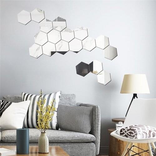 12PCs DIY 3D Geomtric Mirror Wall Sticker Home Decor Mirror Decor Stickers Art Wall Decoration Stickers Multi-color Drop ship