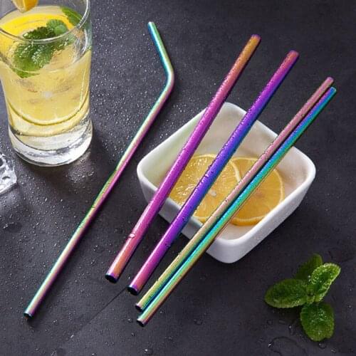 2Pcs/Set Portable Symphony Straw Stainless Steel Curved Juice Straws Household Environmental Protection Lengthen Straw Party