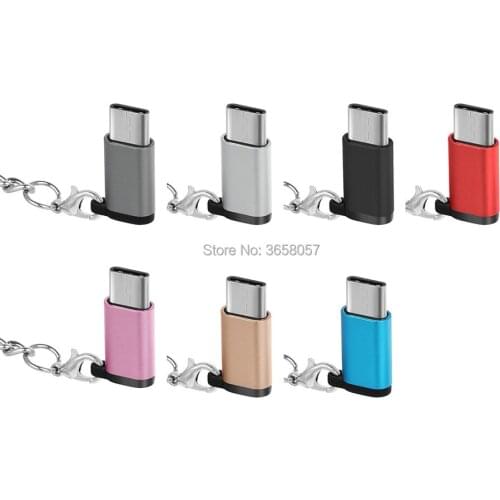 200pcs Portable Keychain USB To Type C Adapter Cable OTG Micro USB Female to USB C Male Converter Adapter For Huawei Xiaomi