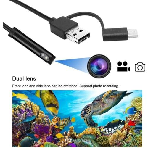 3 in 1 USB Endoscope 8mm Dual Lens Wifi Inspection Snake Camera 2.0 Megapixel Waterproof Semi-Rigid Borescope for OTG Android PC