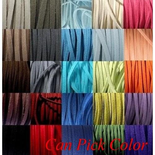 5tg432 lowest price onsf 3mm x1.5mm 100 meter black brown Faux Flat Suede velvet Lace Leather Cord Jewelry DIY Rope